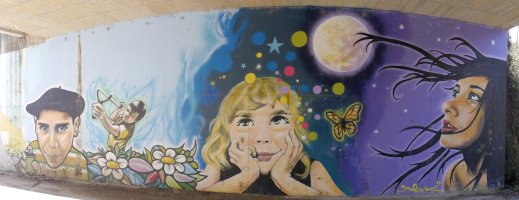 Graffitia, trebidearen zubiaren azpian, Lakuntza