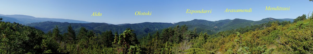 Beiegu hegoaldeko mendiak gailurraren inguruetatik