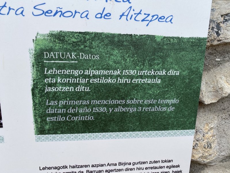 Aitzpeako Amaren Ermita. Aia