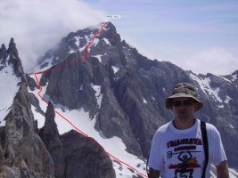 Ascension a Peña Vieja por la canalona visto desde Horcados