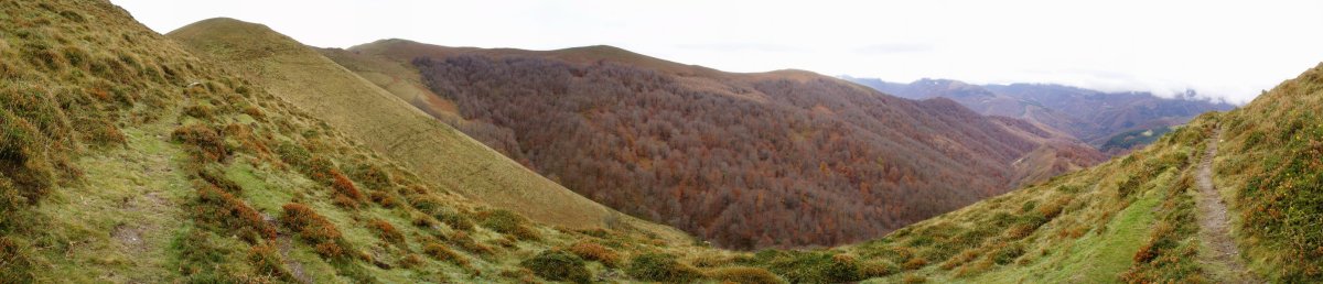 Putzuetako gaina hegoaldetik inguratzen duen bidetik ikuspegi zabala
