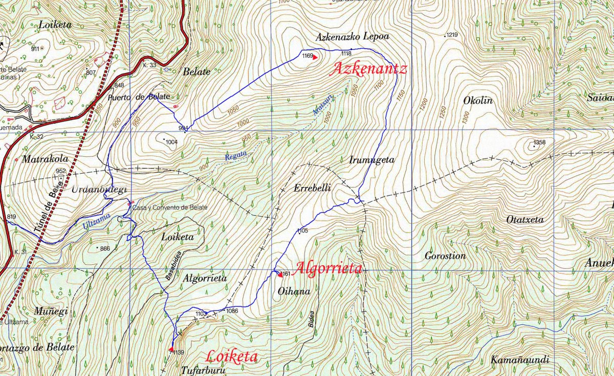 MAPA: Algorrieta eta Loiketa Belateko errepidetik