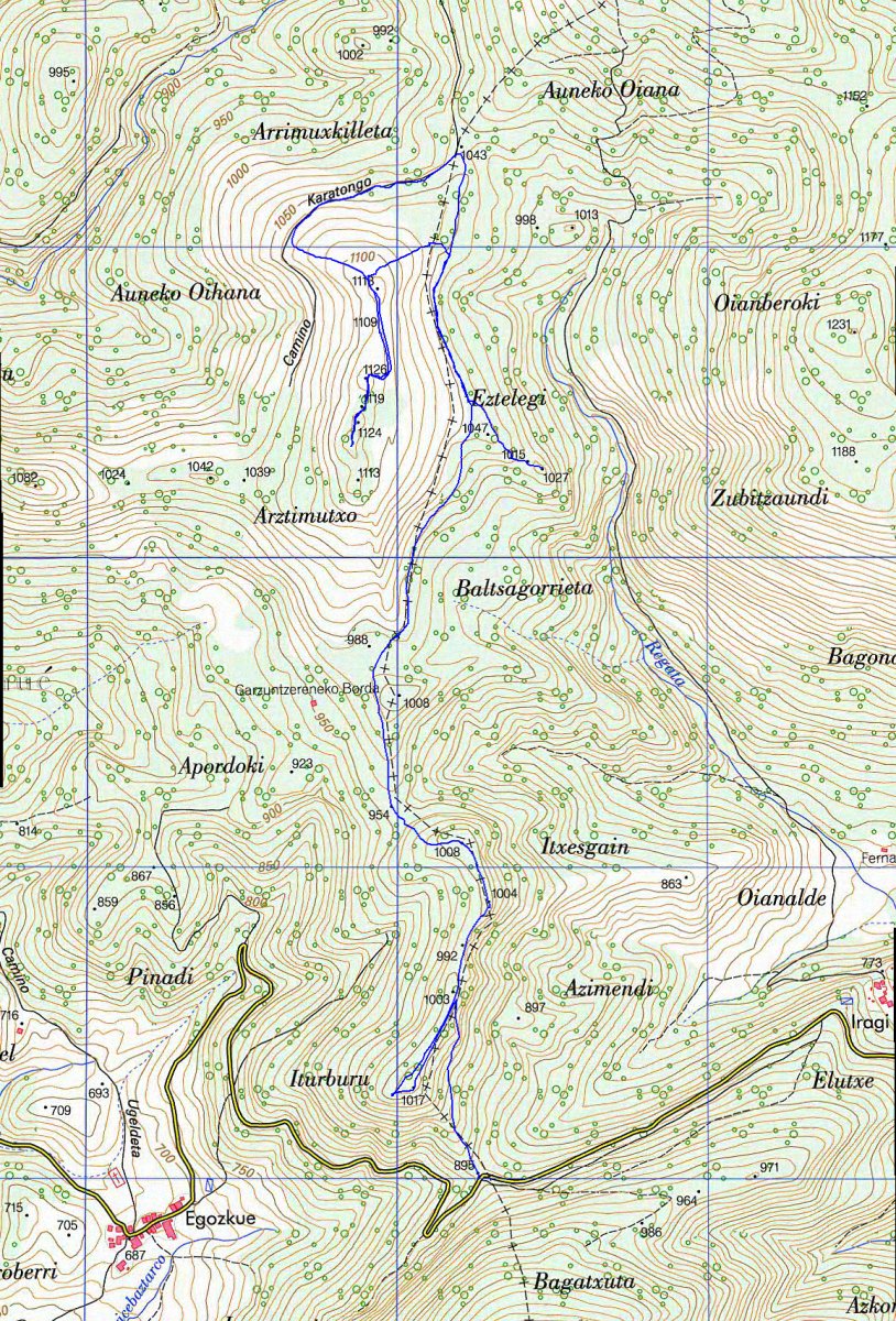 Tanporrene, Azimendi, Eztelegi eta Urdanatz mendiak Egozkueko mendatetik