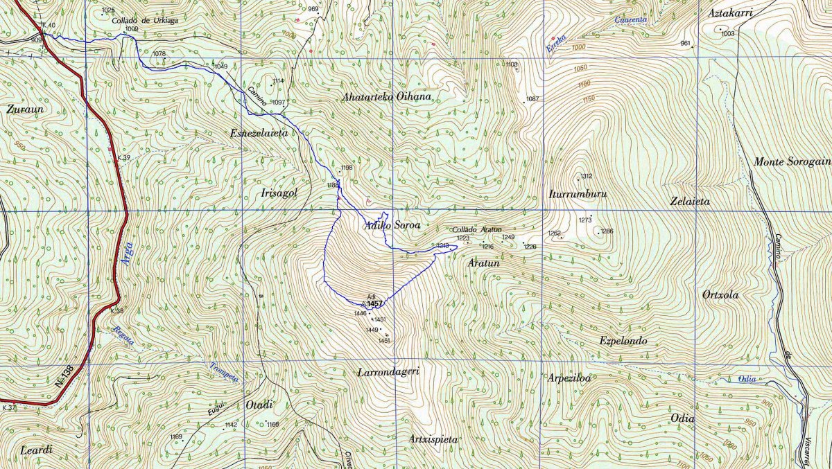 Adi eta inguruko megalitoak Urkiagako mendatetik