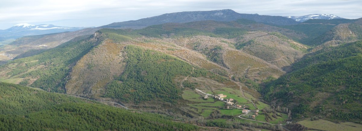Aldapaburu eta Zuntzarren herria mendebaldetik. Atzean, Larrogain