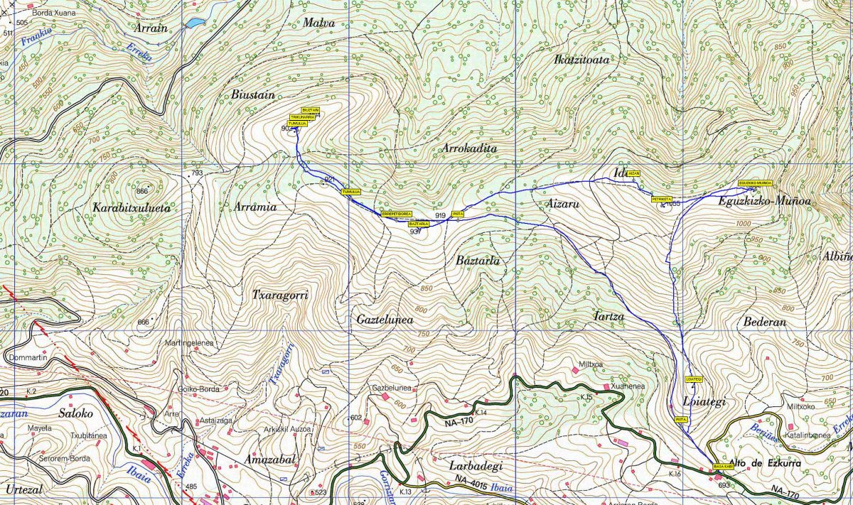 MAPA: Eguzkiko muinoa-Petriketa-Baztarla-Biuztain