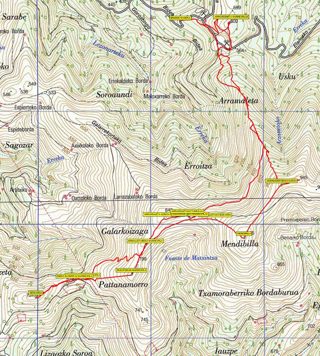 MAPA: Mendibila, Deskarga, Arriurdineta