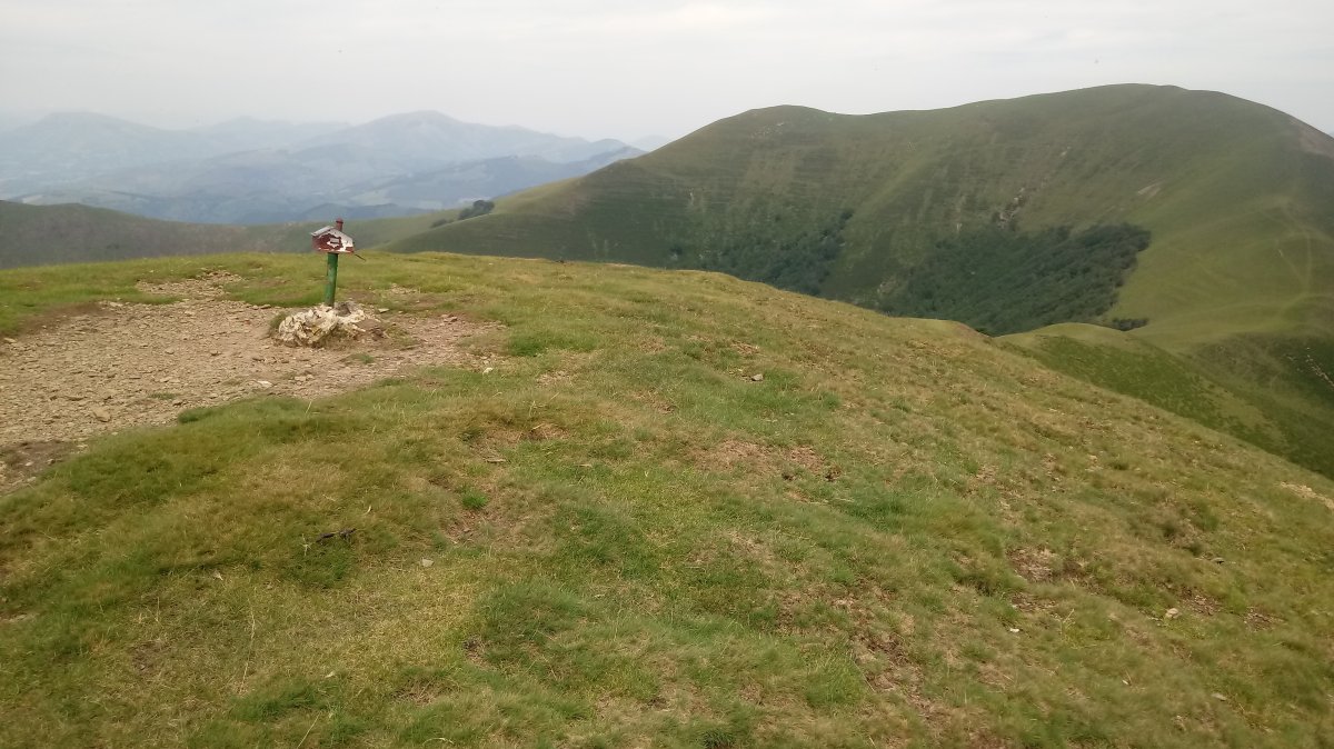 Okolin (1355m) tontorra eta atzean Saioa (1418m)