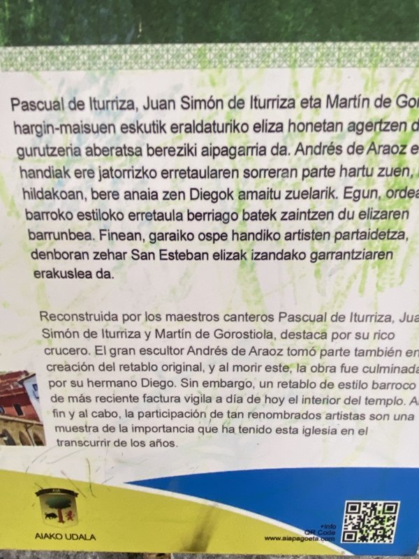 San Esteban Eliza. Aia