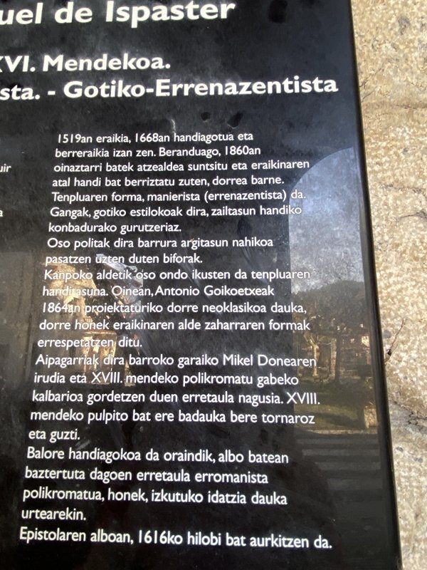 San Miguel Eliza. Ispaster